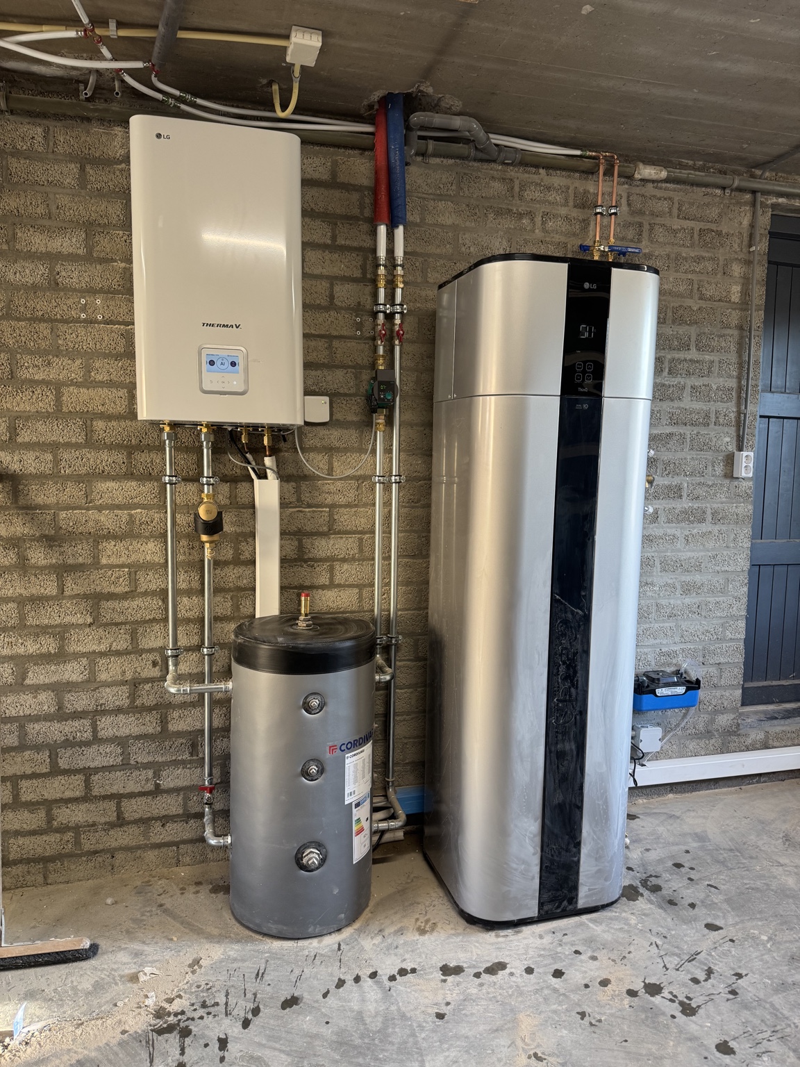 Warmtepompinstallatie in technische ruimte
